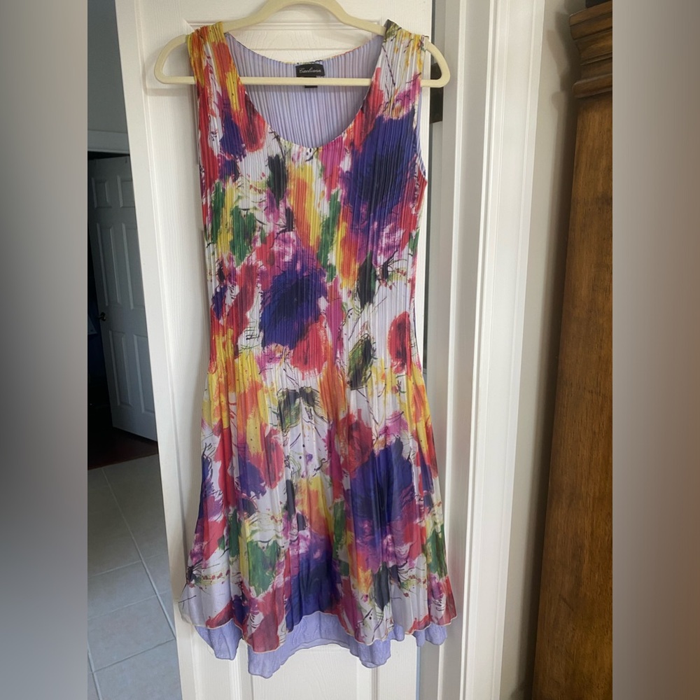 Fun summer dress with lavender lace slip designed to show